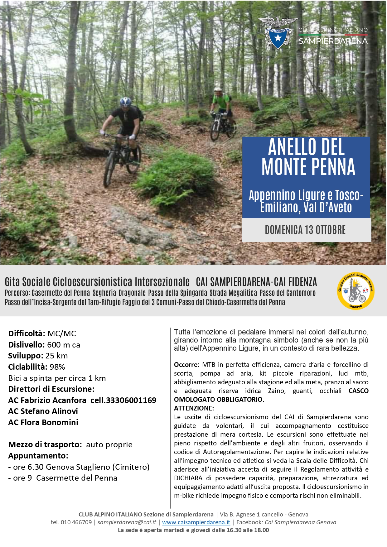 Domenica 13 Ottobre – Cicloescursionismo – Anello del Monte Penna