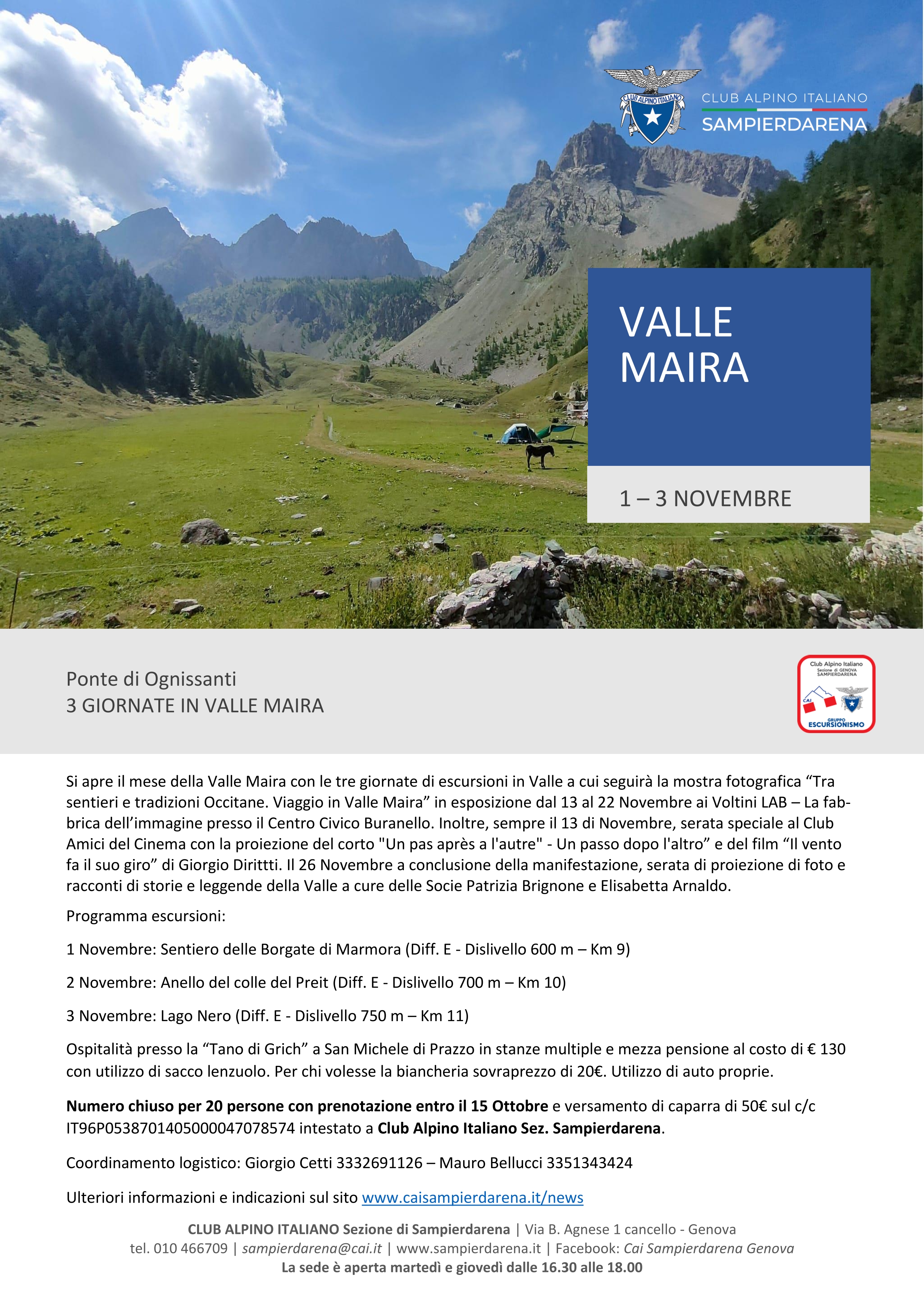 Escursionismo – Valle Maira 1 – 3 Novembre