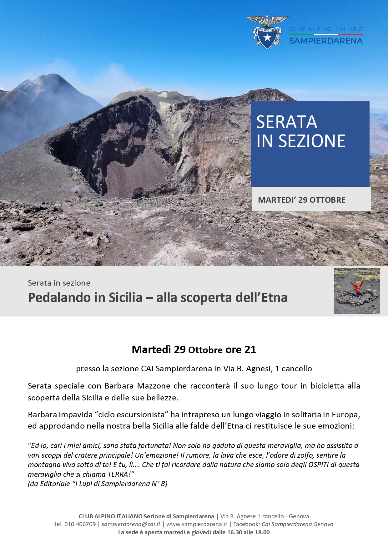 Martedi 29 Ottobre ore 21 – Serata in Sezione