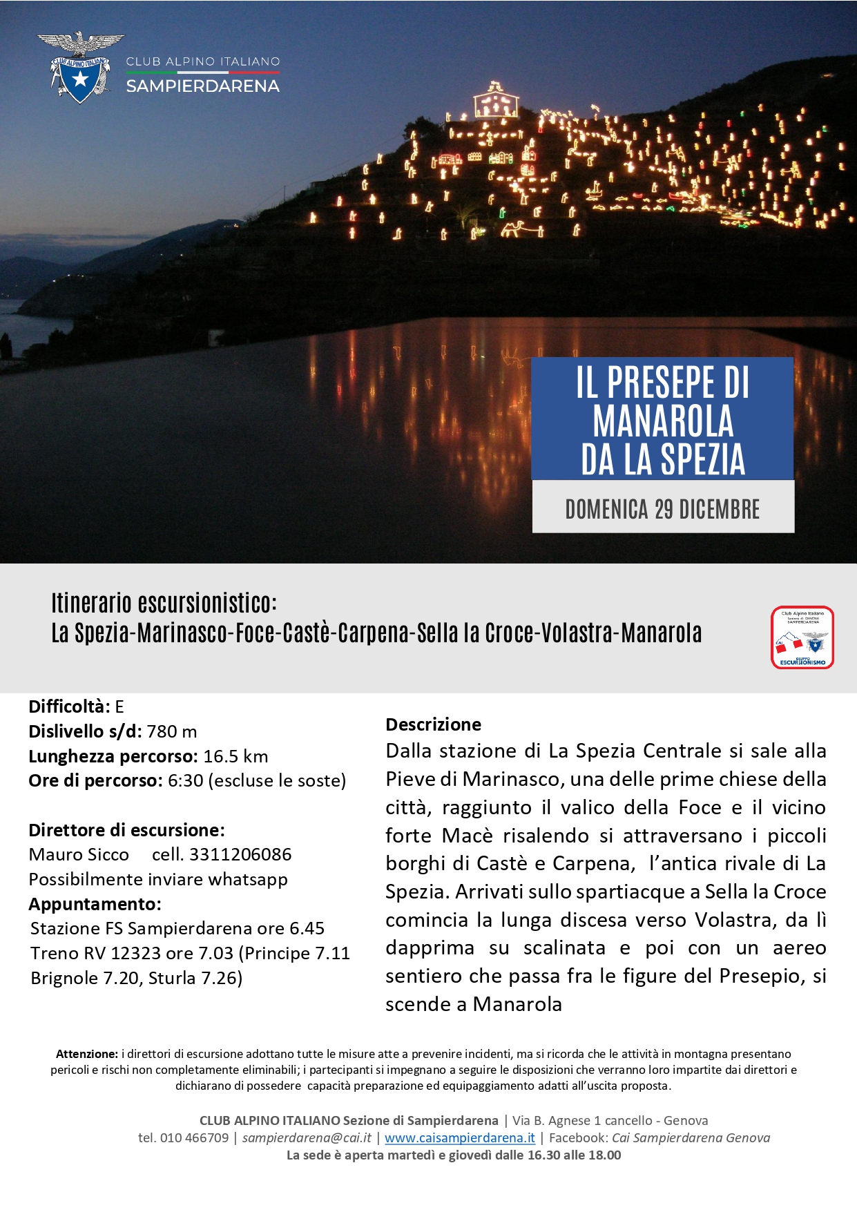 Domenica 29 Dicembre – Escursionismo – Il presepe di Manarola da La Spezia