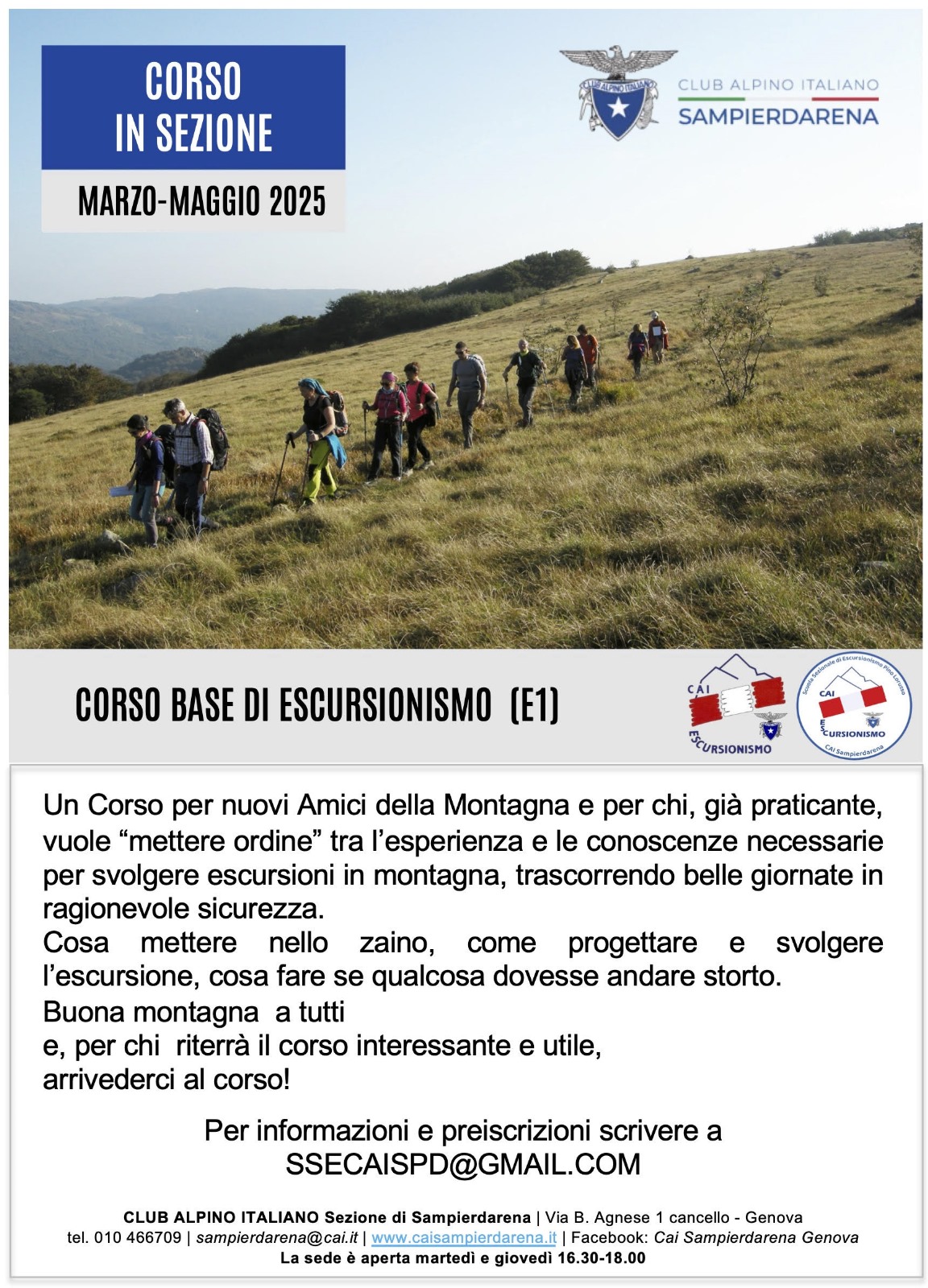 Marzo-Maggio 2025 – Corso Base di Escursionismo (E1)