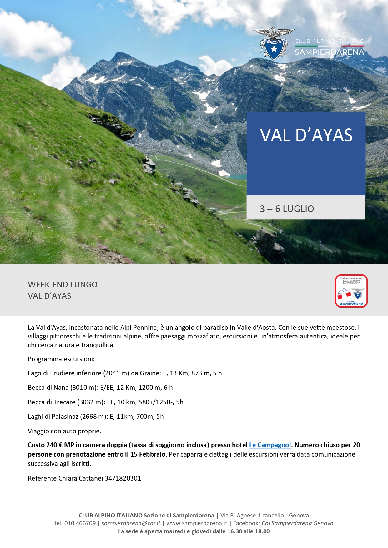 3-6 Luglio – Val D’Ayas