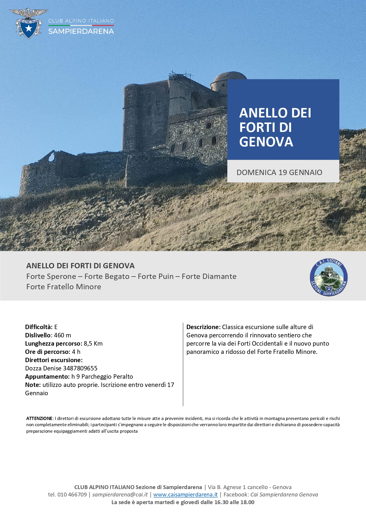 Domenica 19 Gennaio – CAI Giovani – Anello dei Forti di Genova